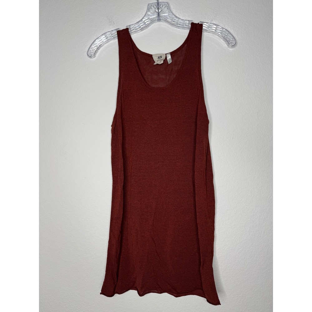 HM Studio S/S 2016 Rust Brown Linen Blend Knit‎ Tank Top Womens Size 12